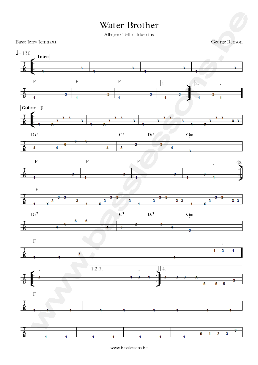 George Benson water brother jerry jemmott bass tab