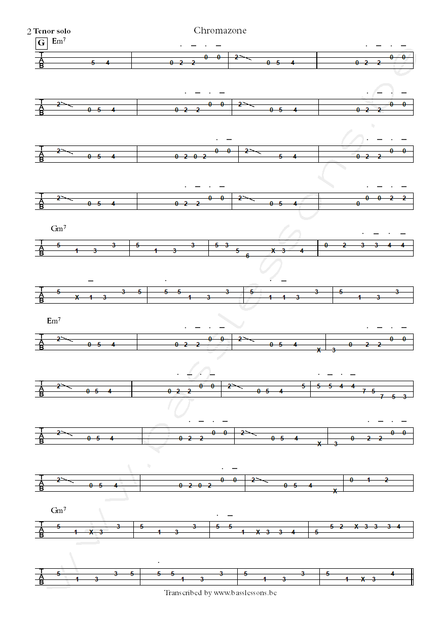 Mike Stern chromazone bass tab part 2