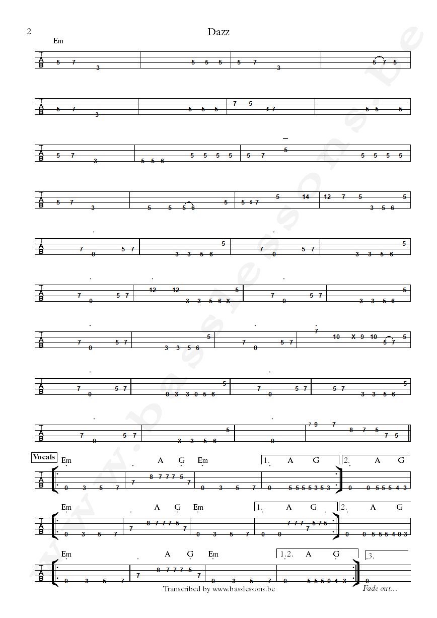 Brick dazz bass tab part 2