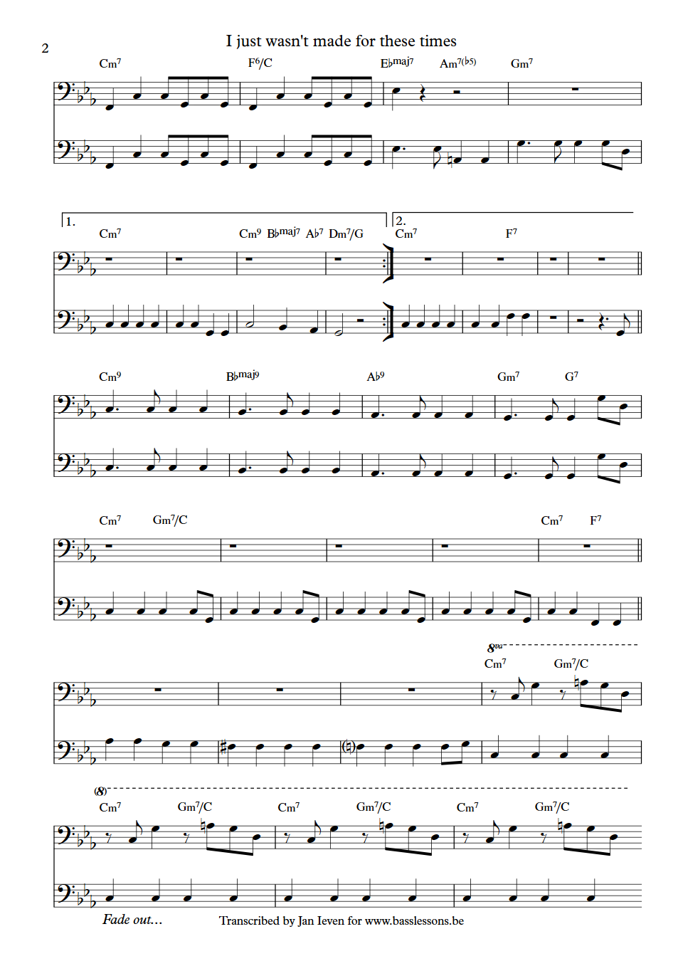 The beach boys i just wasn't made for these times bass transcription part 2