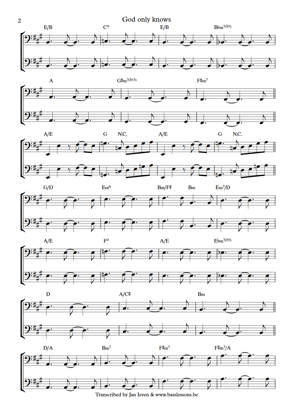 god only knows sheet music