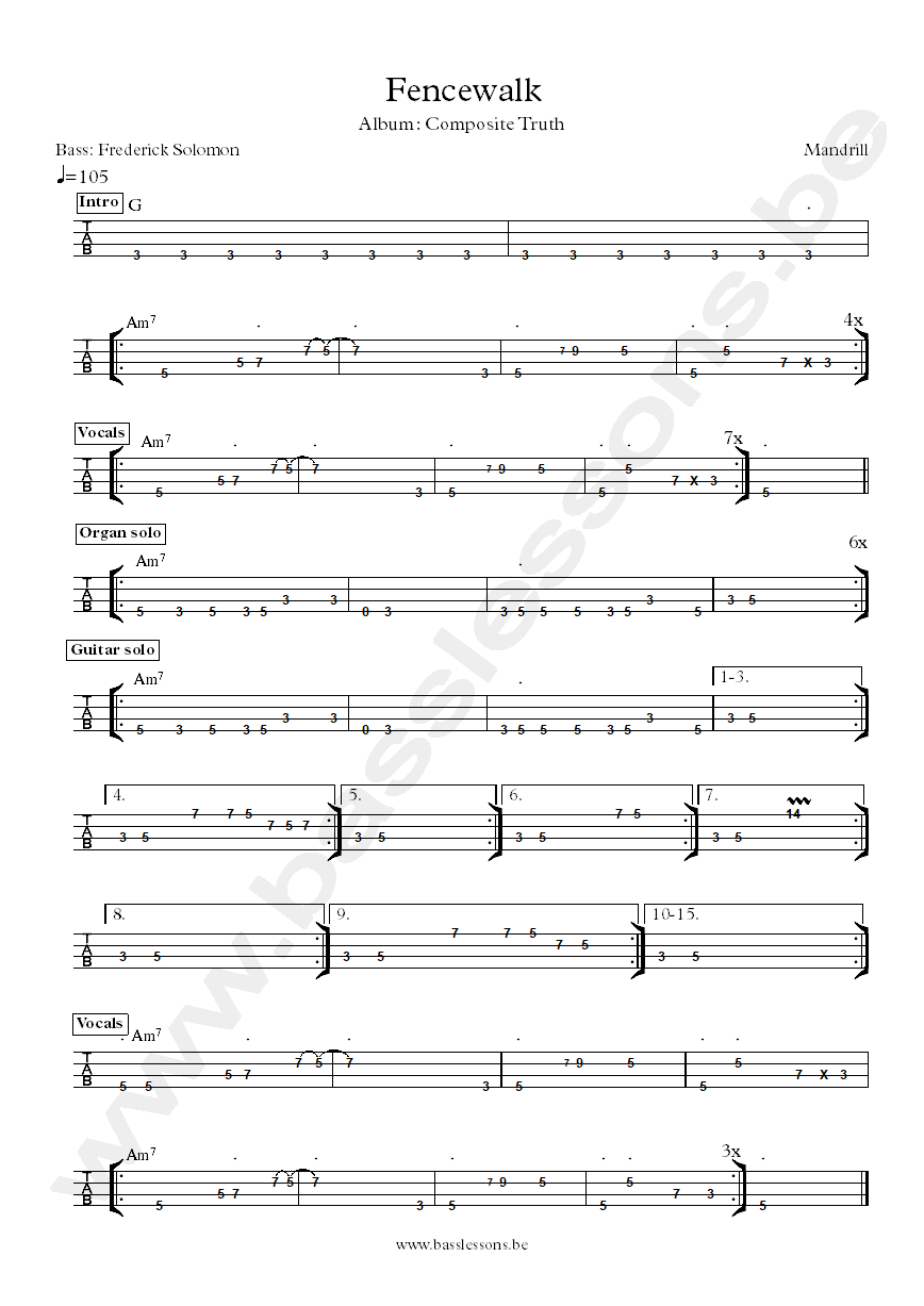mandrill fencewalk bass tab