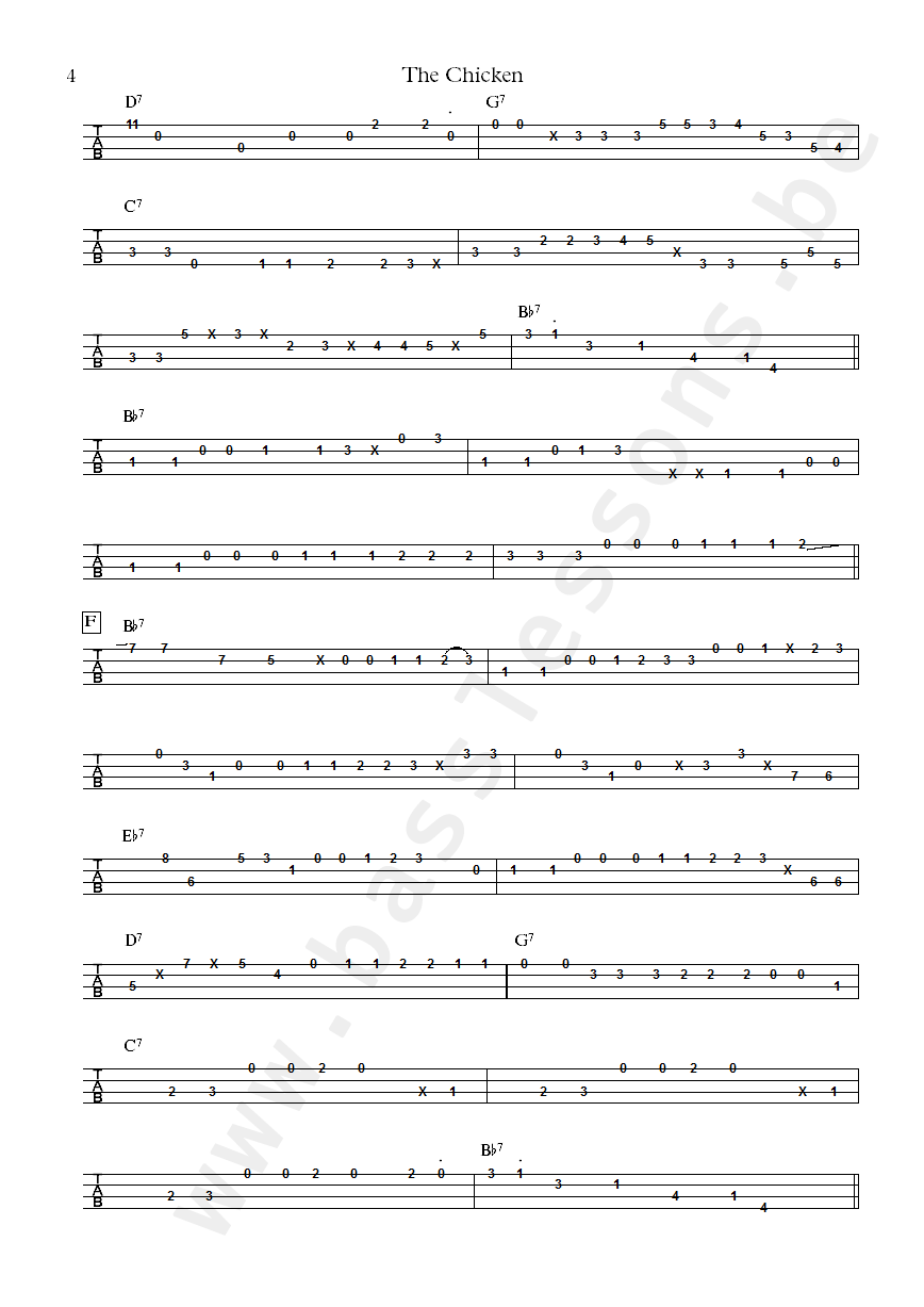 Jaco Pastorius the chicken bass tab part 4