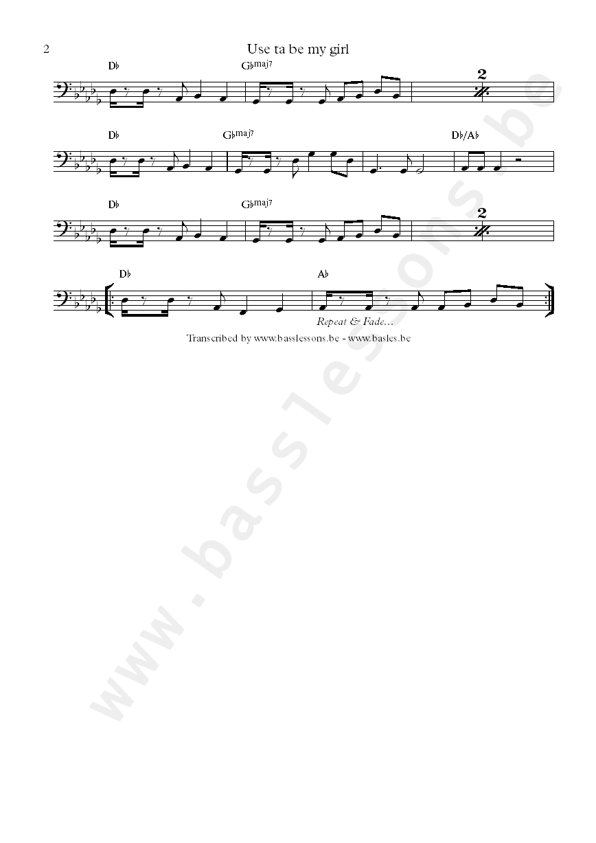 The ojays bass transcription use ta be my gril part 2