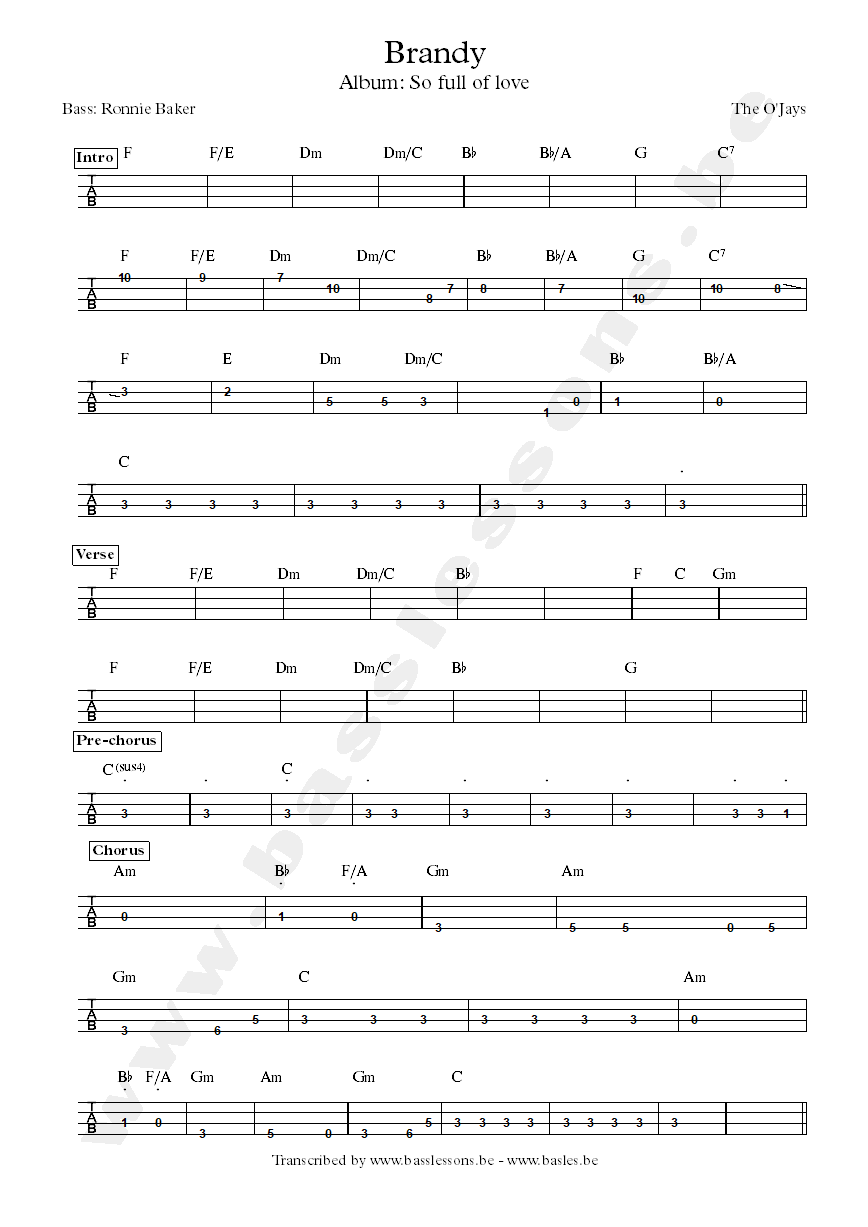 The ojays brand bass tab