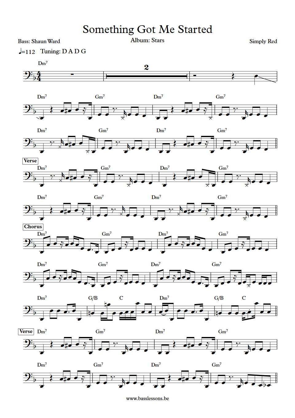 Something Got Me Started Shaun Ward bass transcription