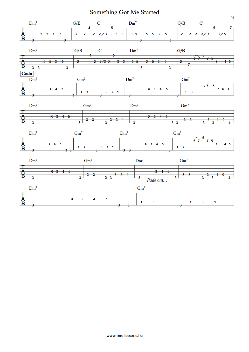 Something Got Me Started Shaun Ward bass tabs 5-string part 3