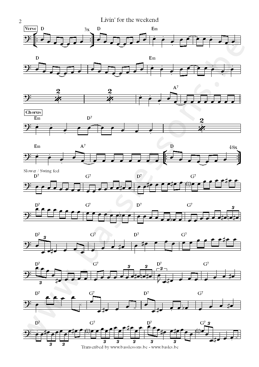 The ojays living for the weekend anthony jackson bass transcription part 2