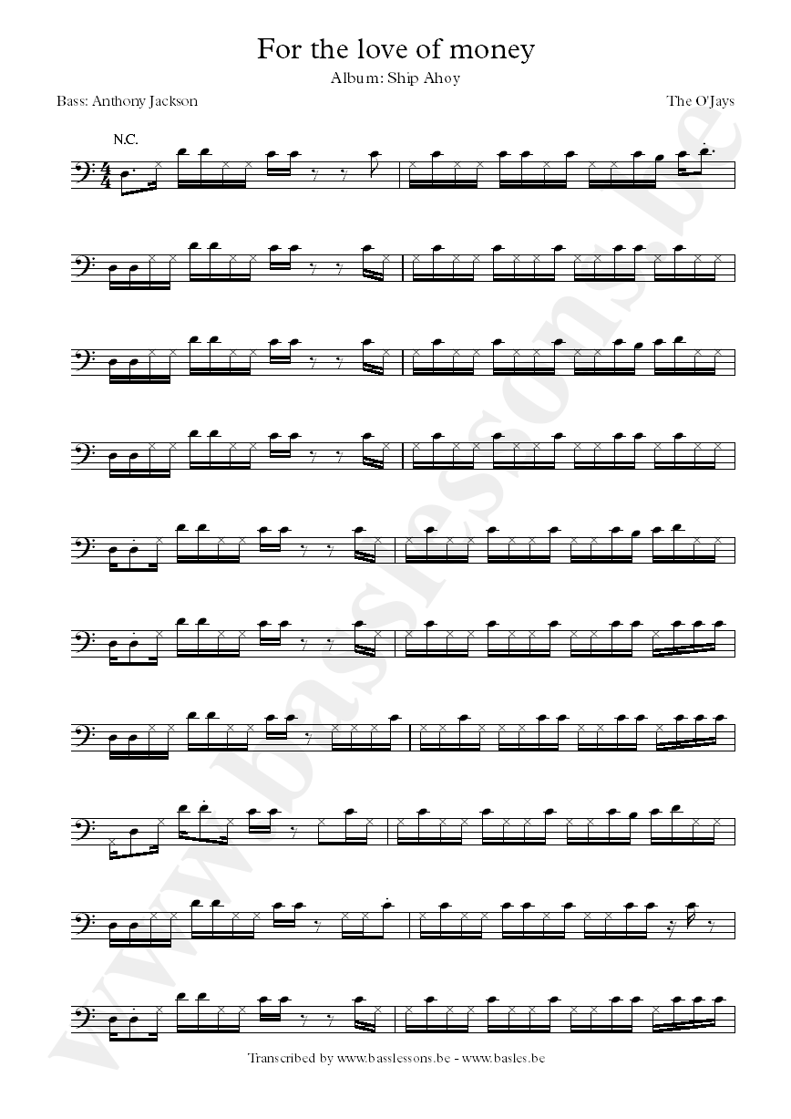 The ojays for the love of money bass transcription
