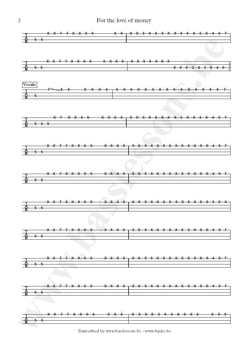 The ojays for the love of money bass tab part 2
