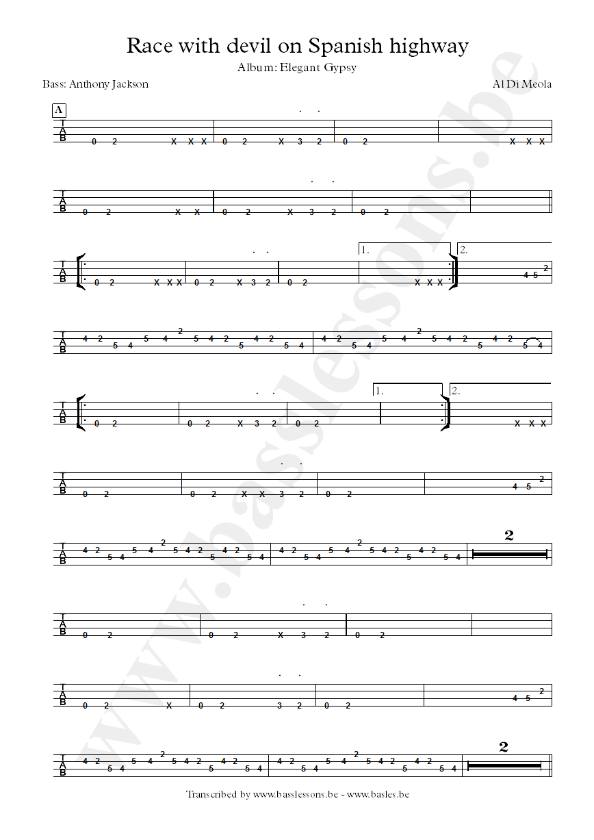 al di meola anthony jackson bass tab