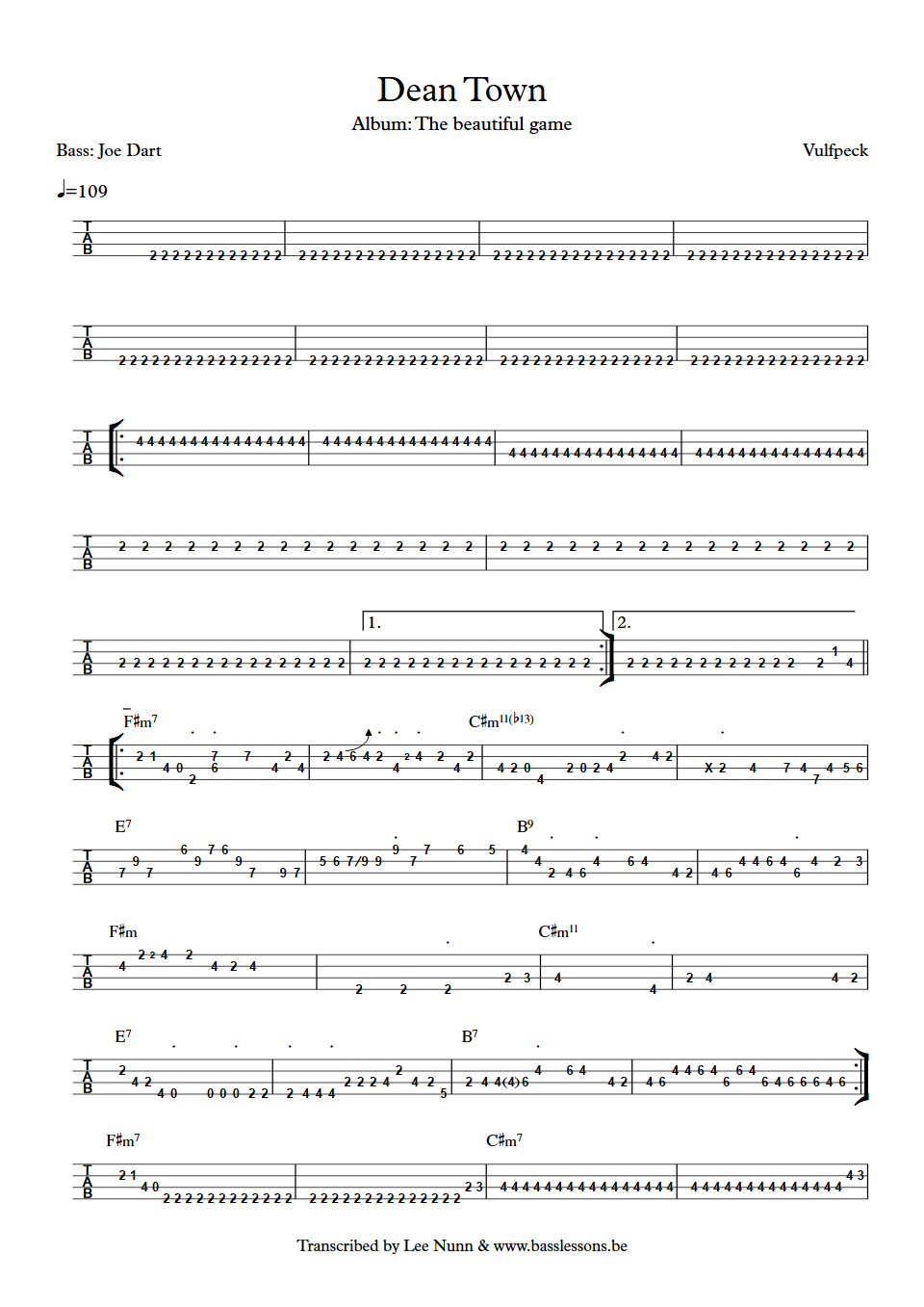 Vulfpeck dean town bass tab