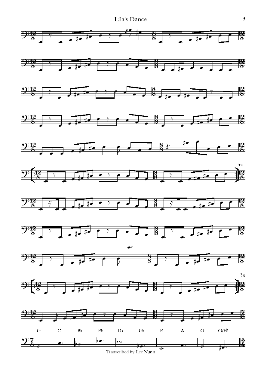 Mahavishnu Orchestra lilas dance bass transcription part 3