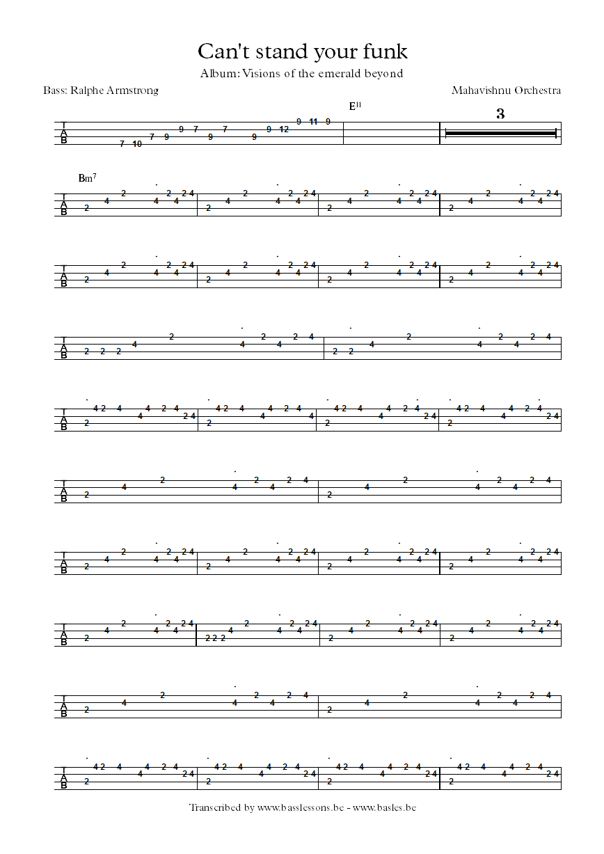 Mahavishnu Orchestra bass tab