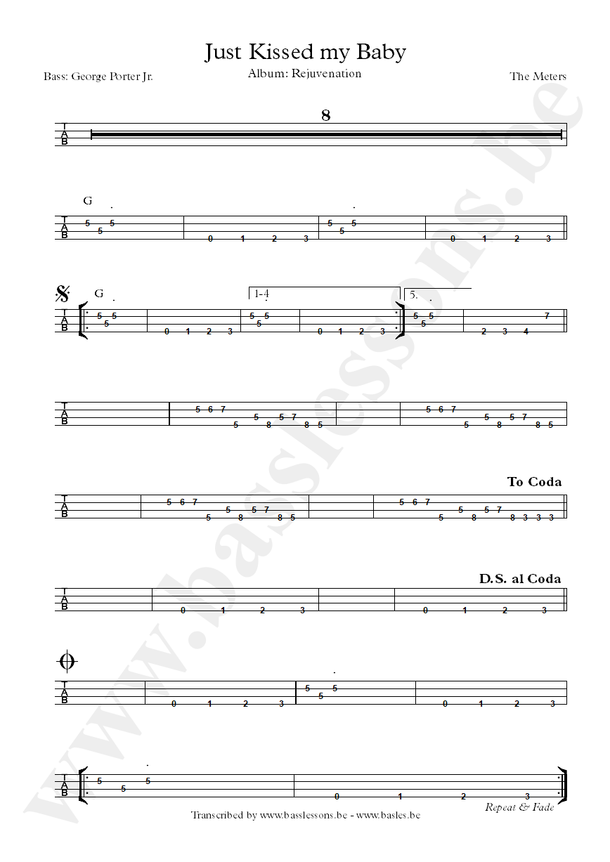 the meters just kissed my baby bass tab