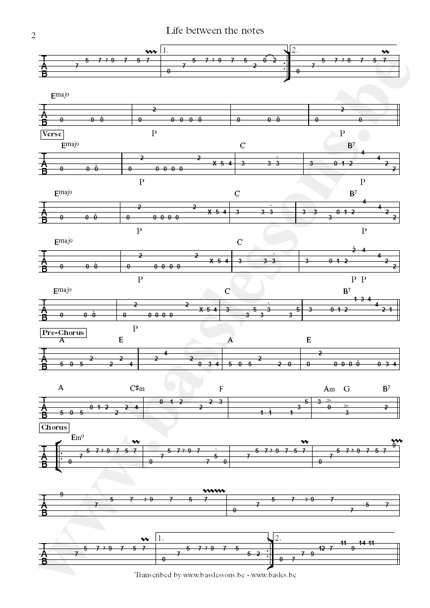 Bluey life between the notes bass tab part 2