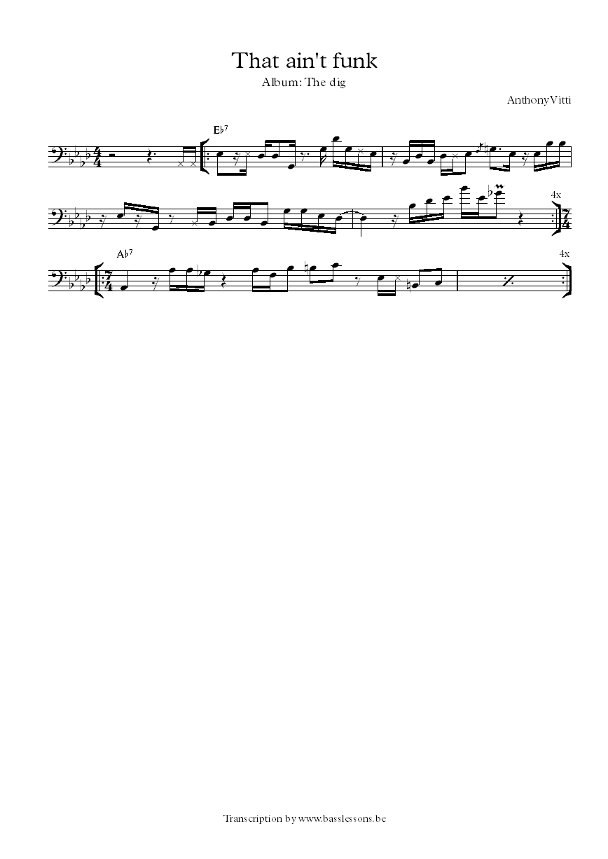 Anthony vitti bass transcription that aint funk
