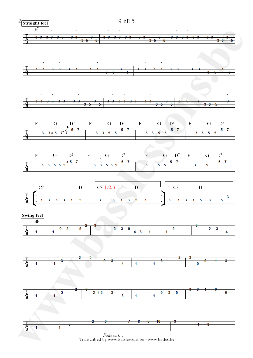 The meters 9 till 5 bass tab part 2