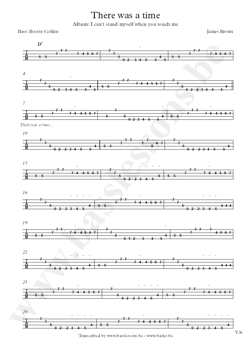 James brown there was a time bootsy bass tab