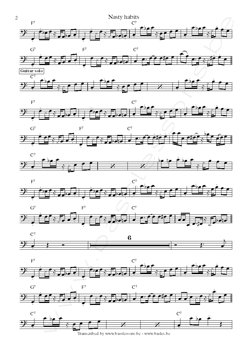 Tommy castro nasty habits bass transcription part 2