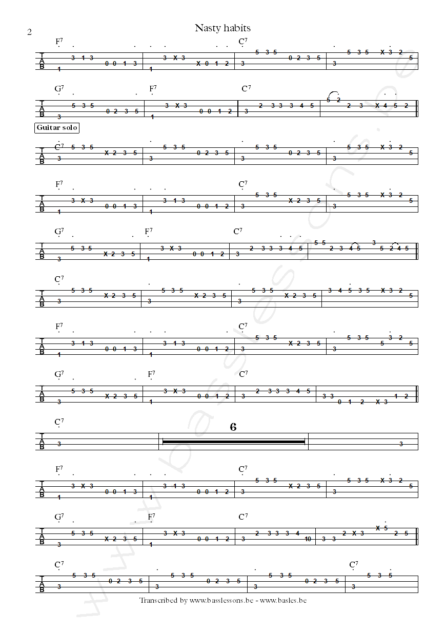Tommy castro nasty habits bass tab par 2