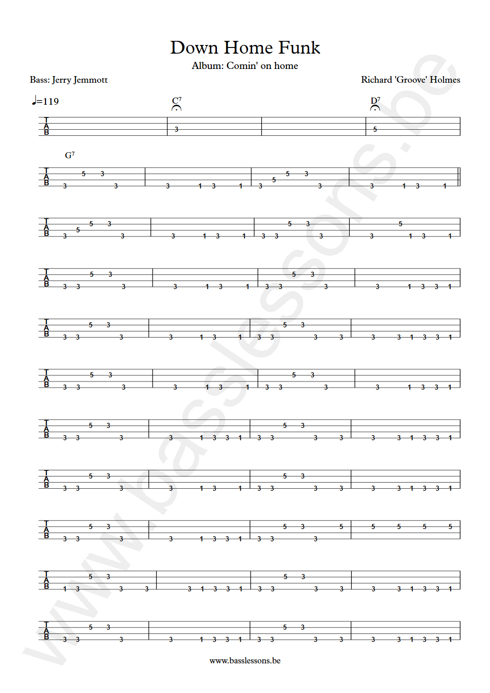 Jerry jemmott down home funk bass tab