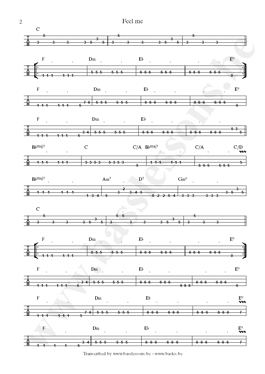 Cameo feel me bass tab part 2