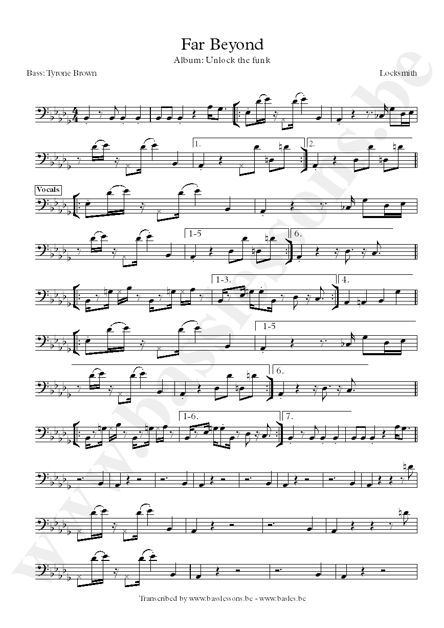 locksmith far beyond bass transcription