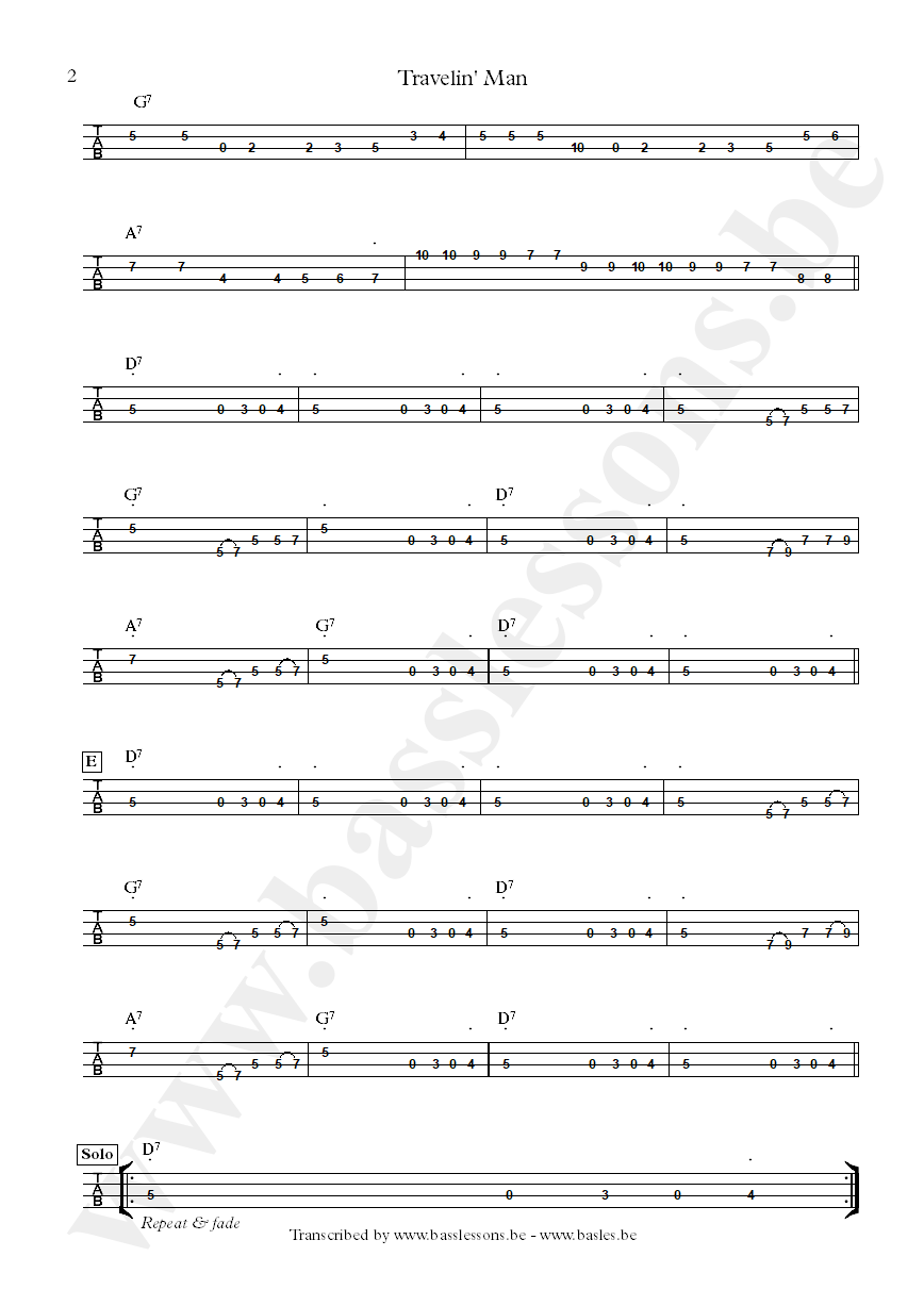 Albert king travelin man bass tab part 2