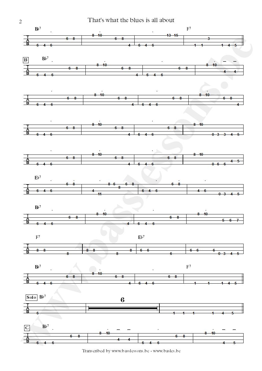 Albert KIng thats what the blues is all about bass tab part 2