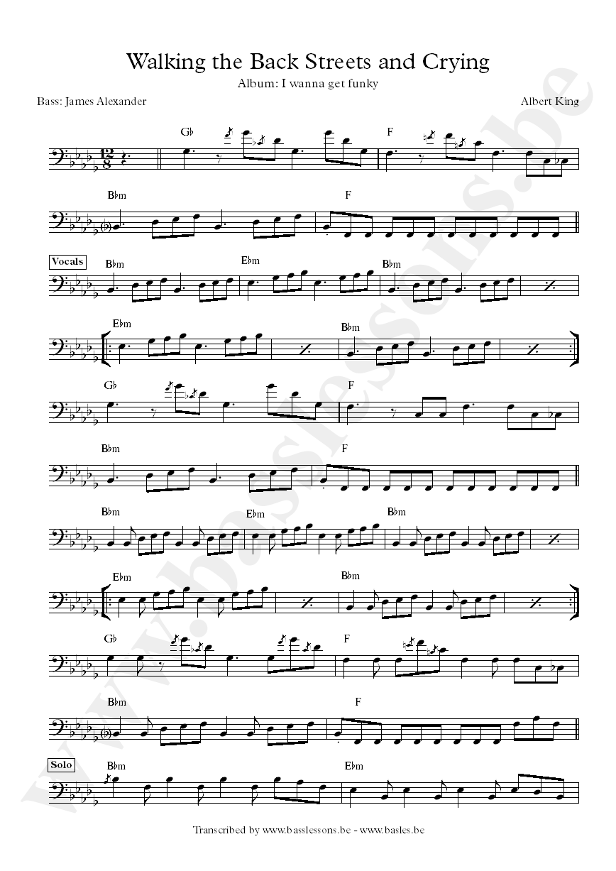 Albert king walking the backstreets bass transcription part 1