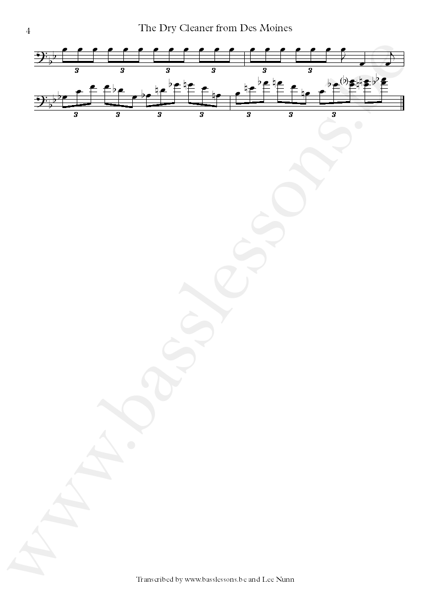 Jaco Pastorius the dry cleaner from des :oines bass transcription part 2