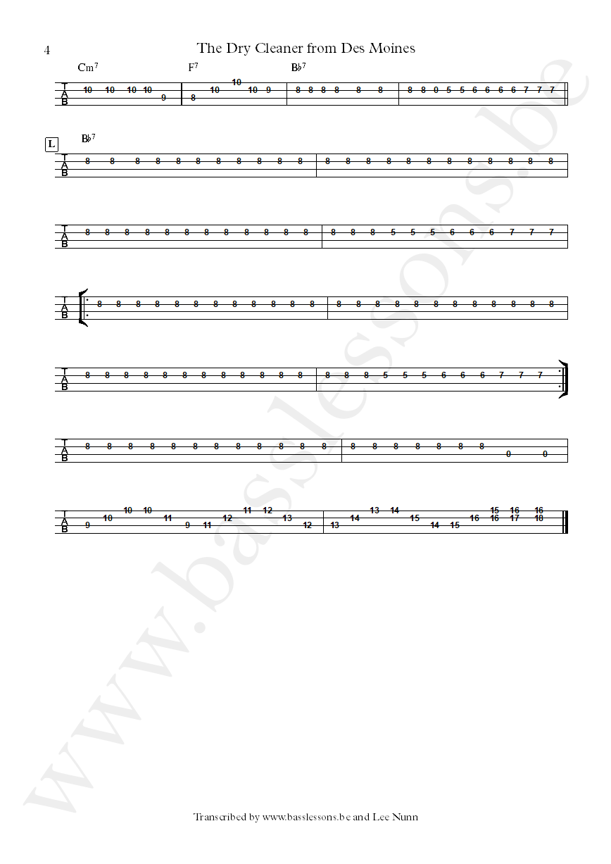 Jaco Pastorius the dry cleaner from des :oines bass tab part 2