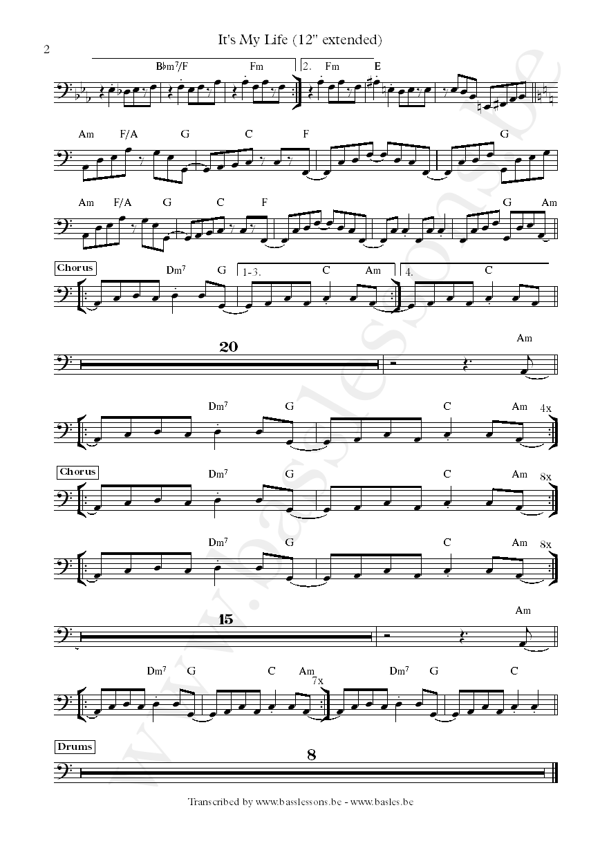 talk talk its my life bass transcription part 2