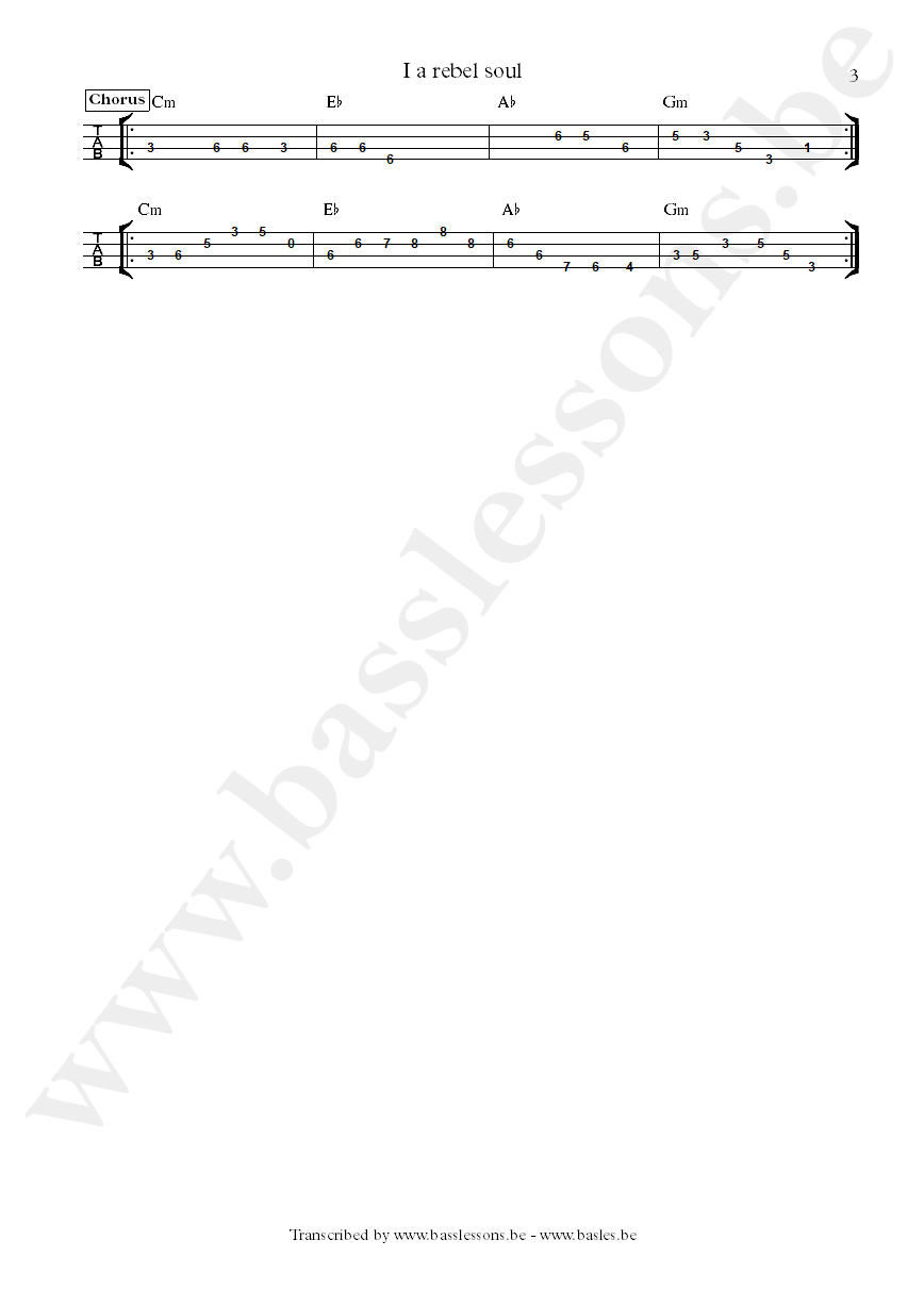 aswad i a rebel soul bass tab part 3