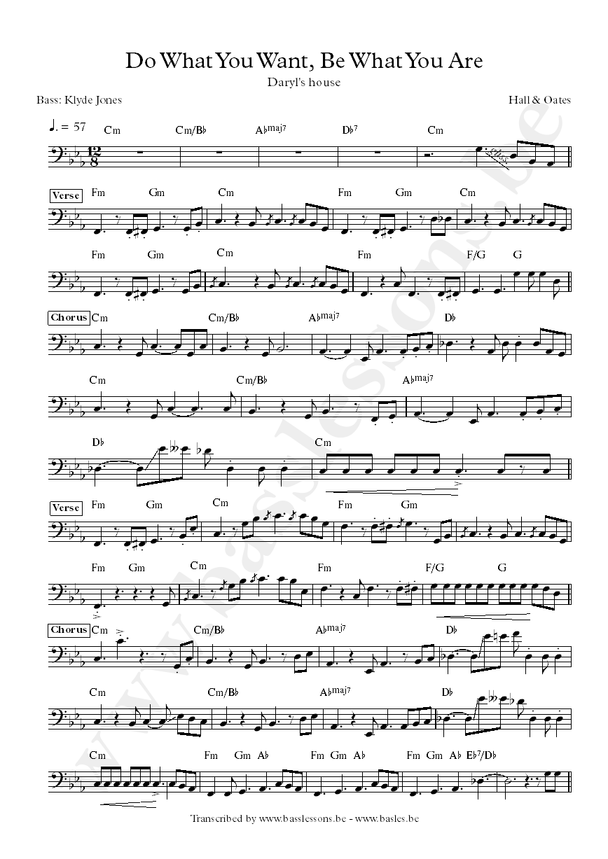 Daryl hall do what you want bass transcription