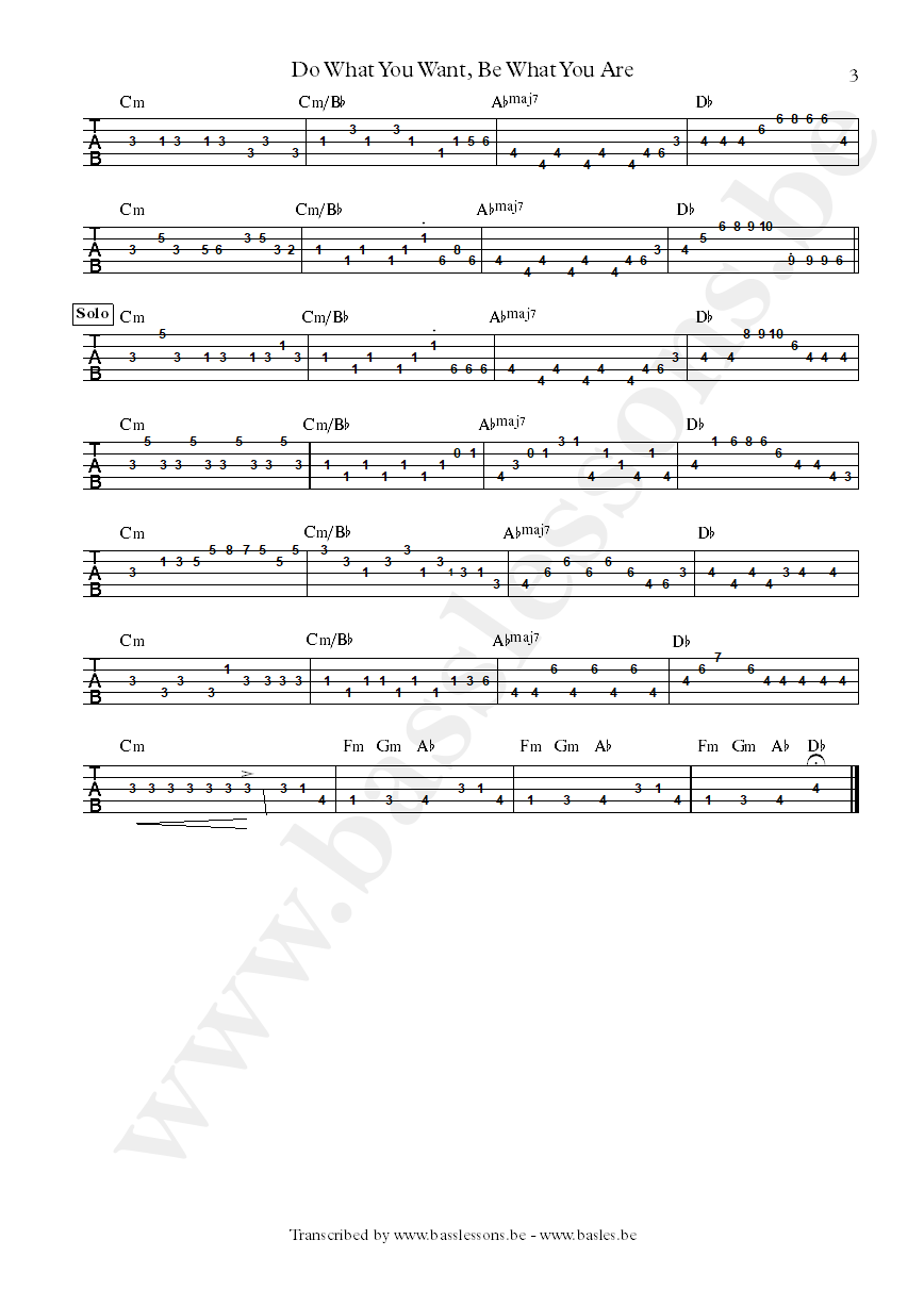 Daryl hall do what you want bass tab part 3