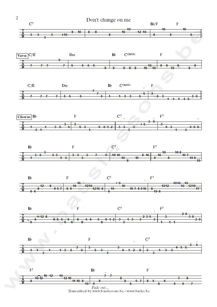 ray charles carol kaye dont change on me bass tab part 2