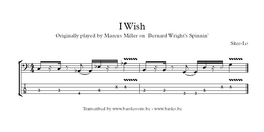 skee lo i wish bass transcription