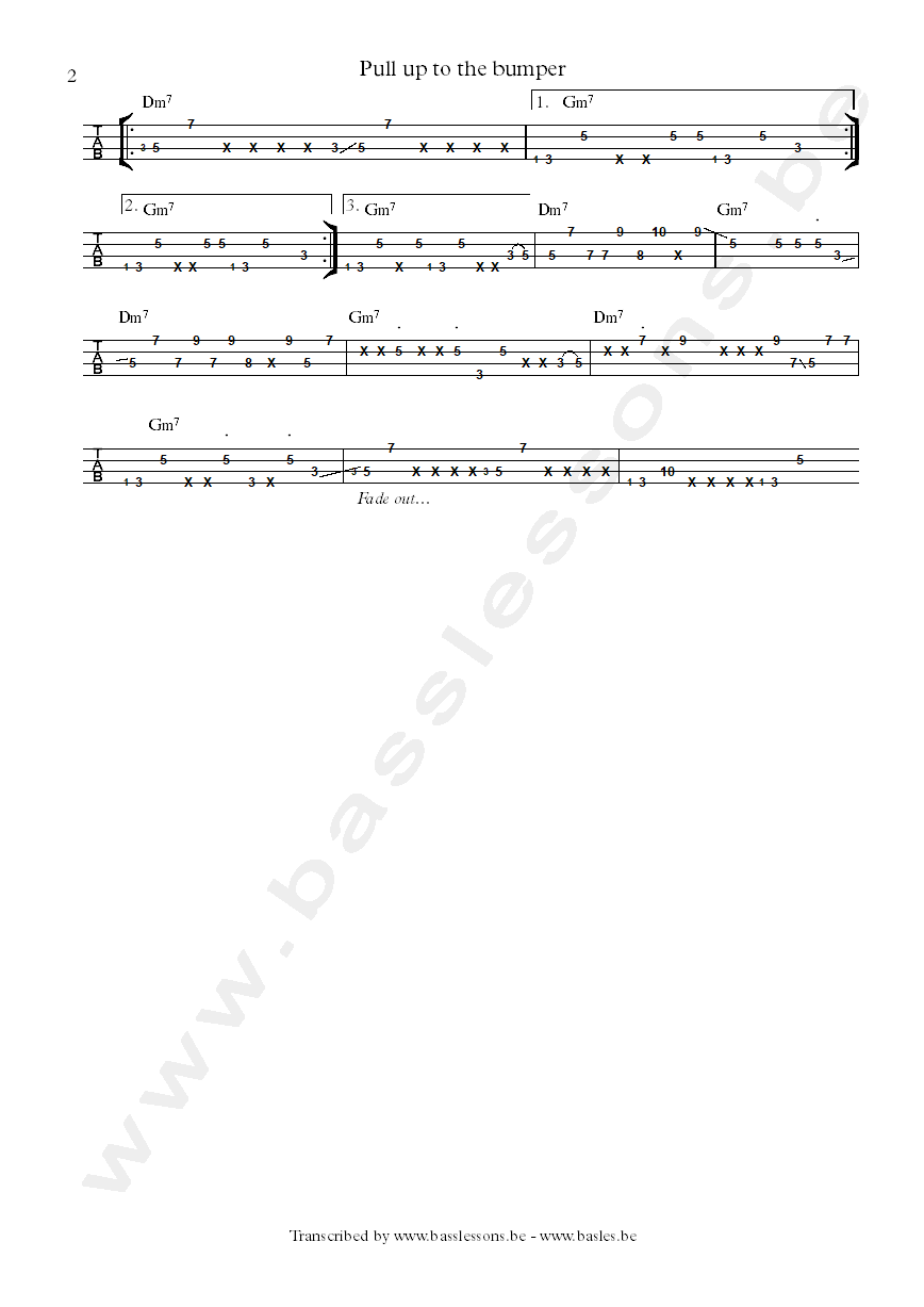 grace jones pull up to the bumper bass tab part 2