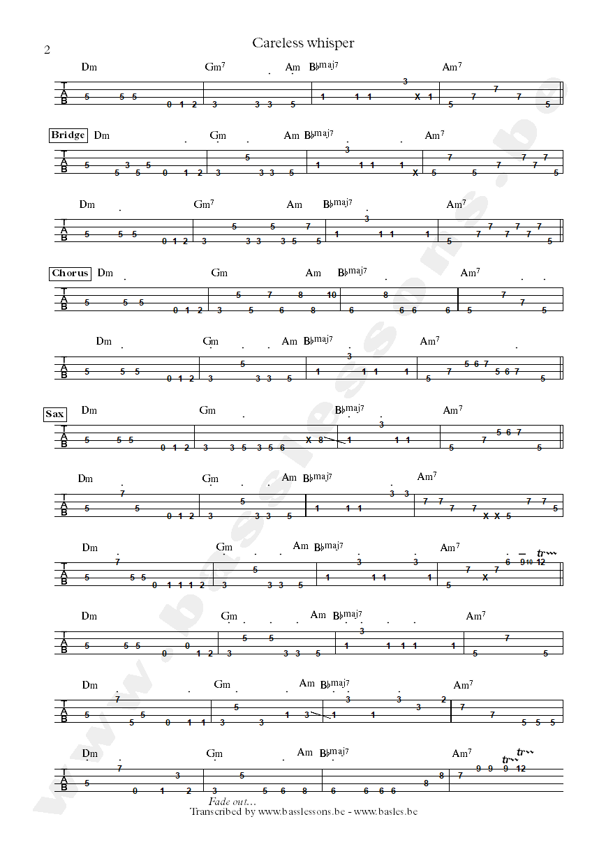 George Michael careless whisper bass tab deel 2