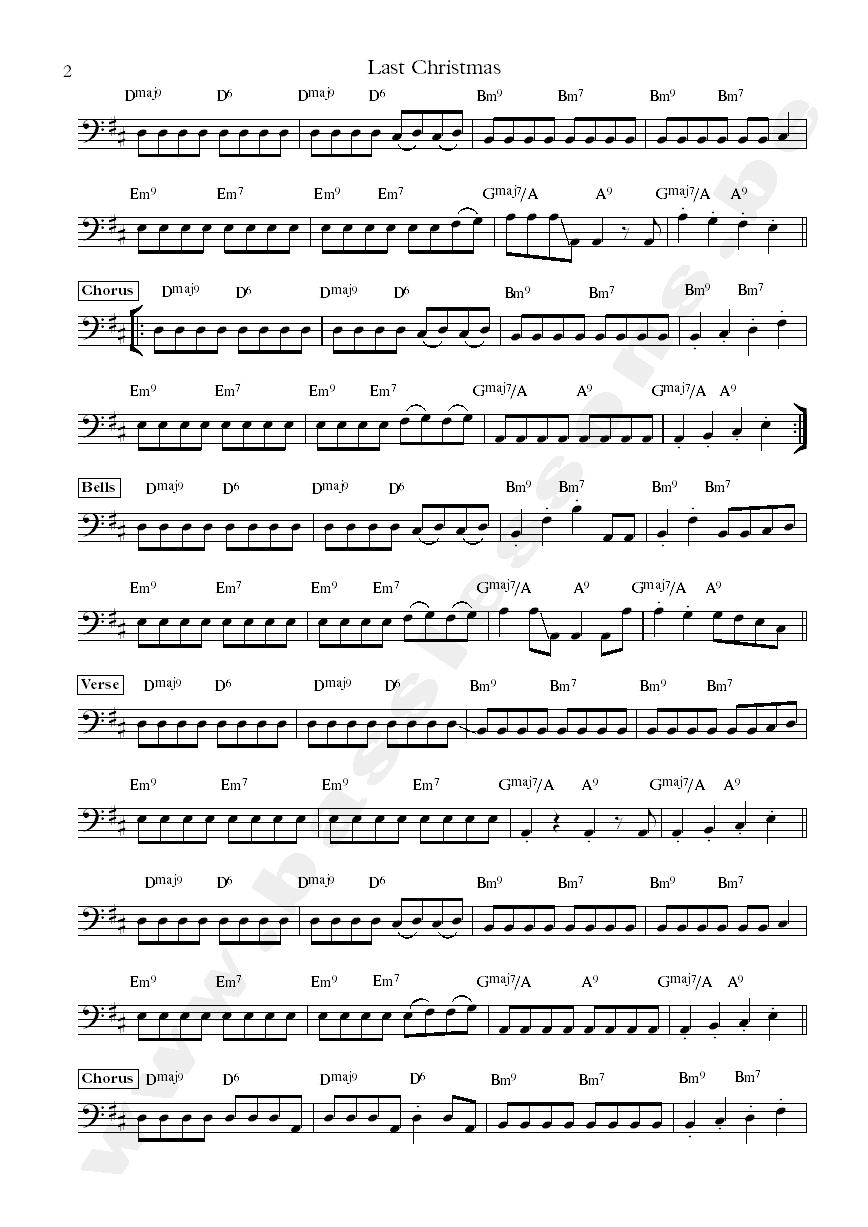 Wham last christmas bass transcription deon estus part 2