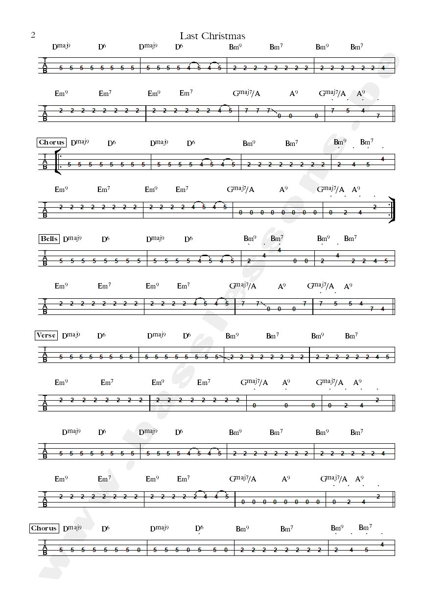 Wham last christmas bass tab deon estus part 2