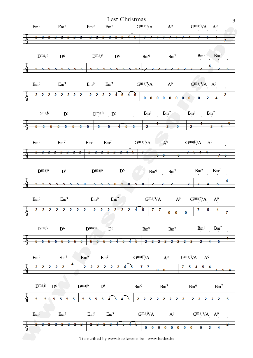Wham last christmas bass tab deon estus part 3