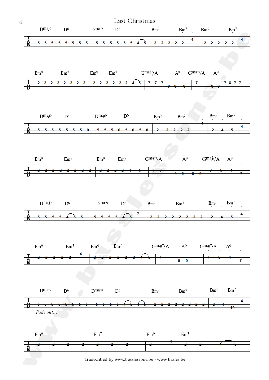 Wham last christmas bass tab deon estus part 4