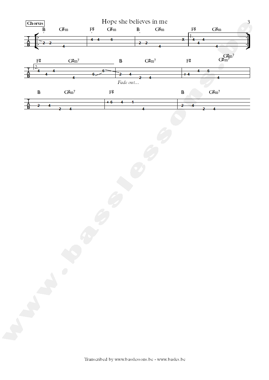 Malted milk hope she believes in me bass tab part 3