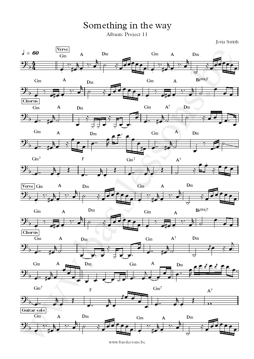 Jorja smith something in the way bass transcription