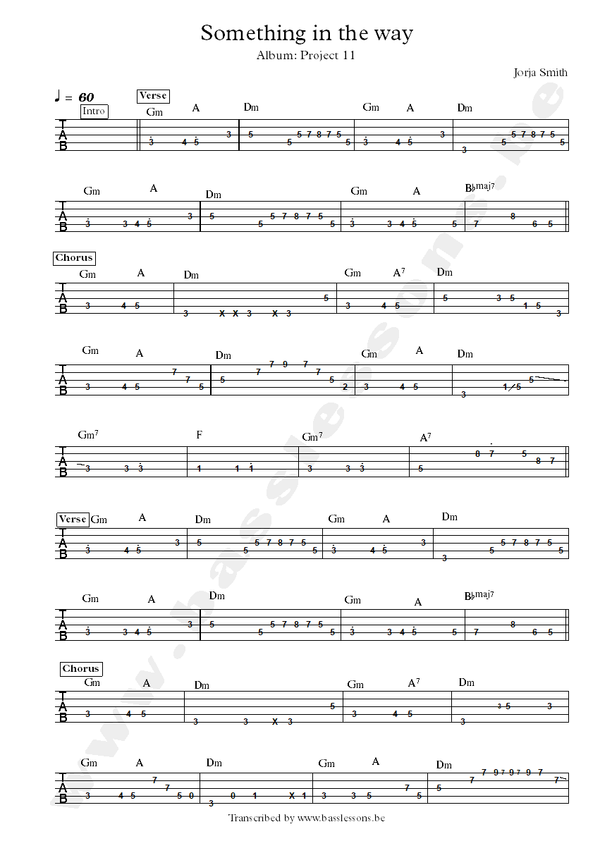 Jorja smith something in the way bass tab