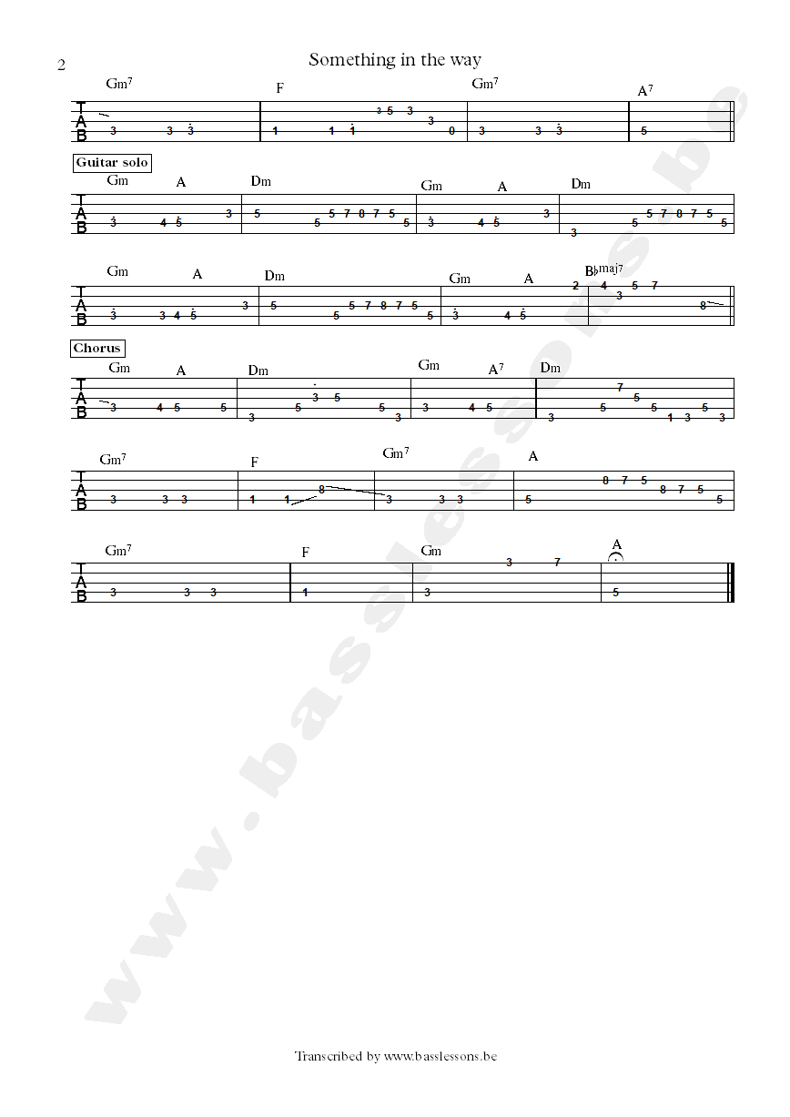 Jorja smith something in the way bass tab part 2