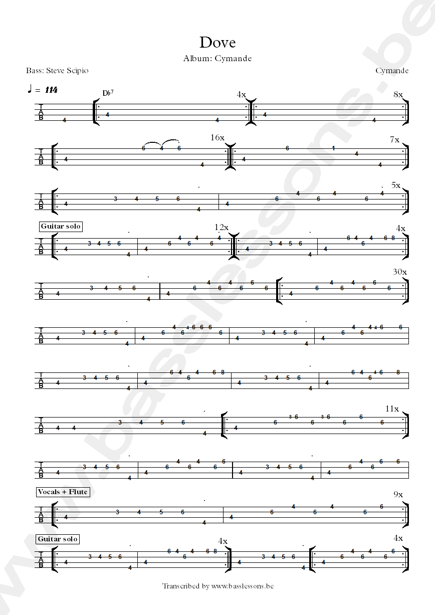 Cymande dove bass tab